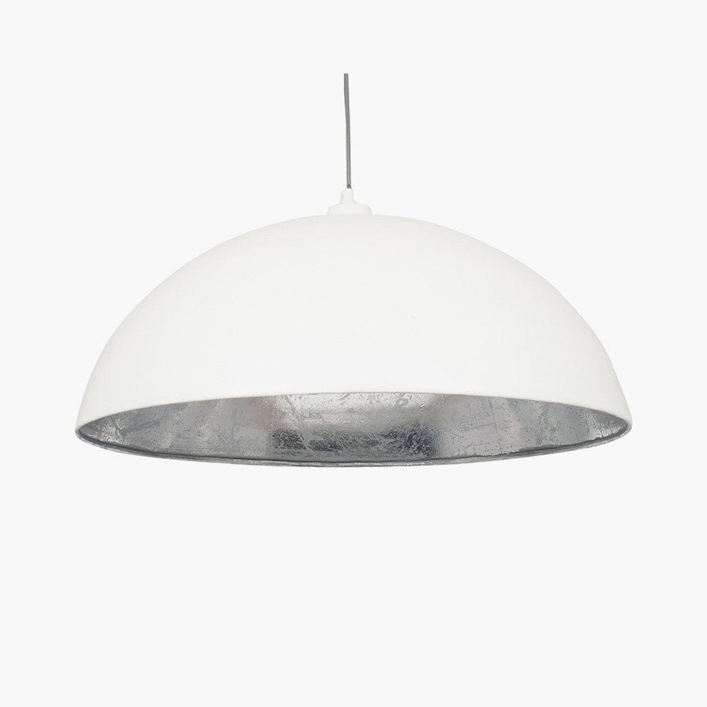 Anders Matt Cream and Silver Leaf Dome Pendant.