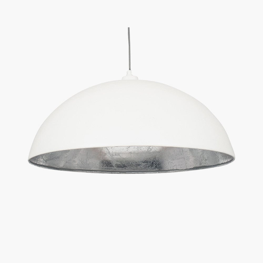 Pacific Lifestyle Lighting Anders Matt Cream and Silver Leaf Dome Pendant House of Isabella UK