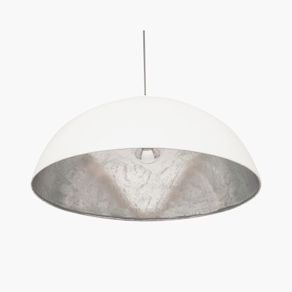 Anders Matt Cream and Silver Leaf Dome Pendant.
