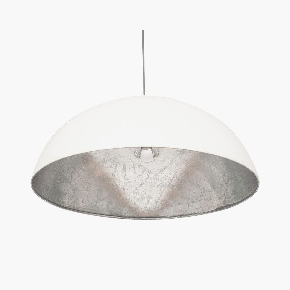 Pacific Lifestyle Lighting Anders Matt Cream and Silver Leaf Dome Pendant House of Isabella UK