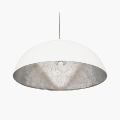 Pacific Lifestyle Lighting Anders Matt Cream and Silver Leaf Dome Pendant House of Isabella UK