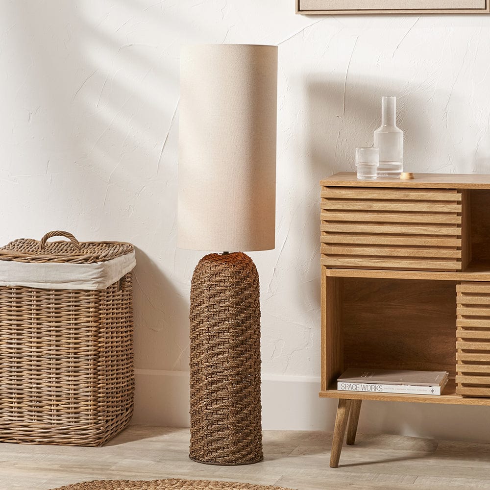 Andros Brown Woven Seagrass Floor Lamp.