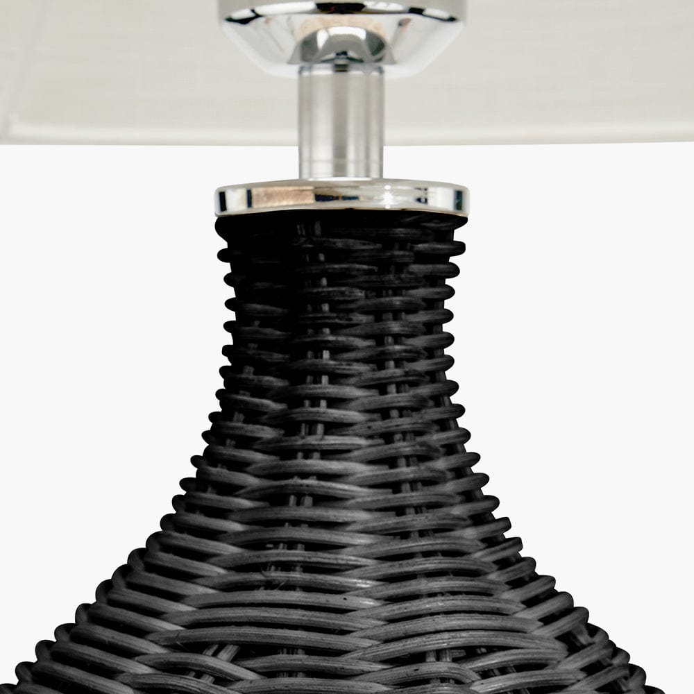 Anika Black Rattan Bottle Table Lamp.