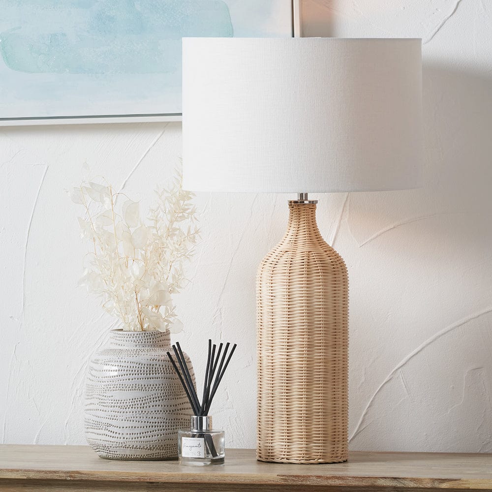 Anika Natural Rattan Bottle Table Lamp.