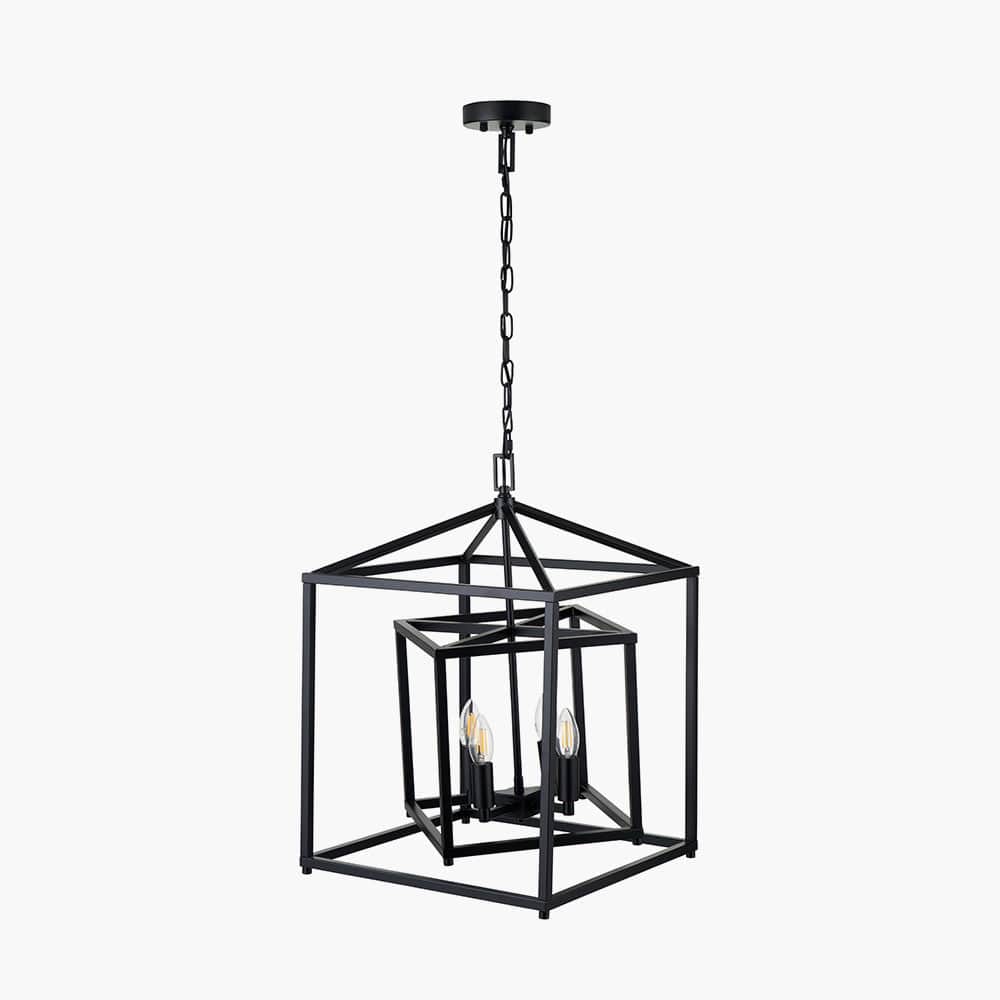 Pacific Lifestyle Lighting Anis Black Metal 4 Light Cube Pendant House of Isabella UK