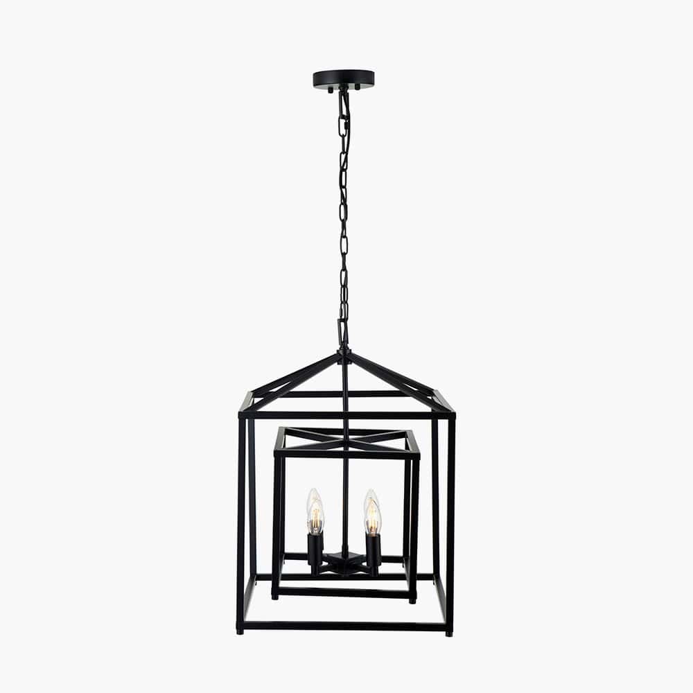 Pacific Lifestyle Lighting Anis Black Metal 4 Light Cube Pendant House of Isabella UK