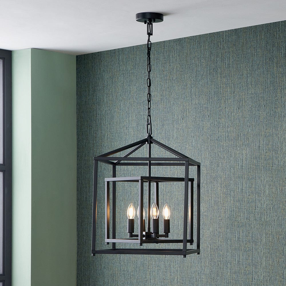 Pacific Lifestyle Lighting Anis Black Metal 4 Light Cube Pendant House of Isabella UK