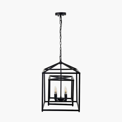 Pacific Lifestyle Lighting Anis Black Metal 4 Light Cube Pendant House of Isabella UK