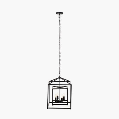 Pacific Lifestyle Lighting Anis Black Metal 4 Light Cube Pendant House of Isabella UK