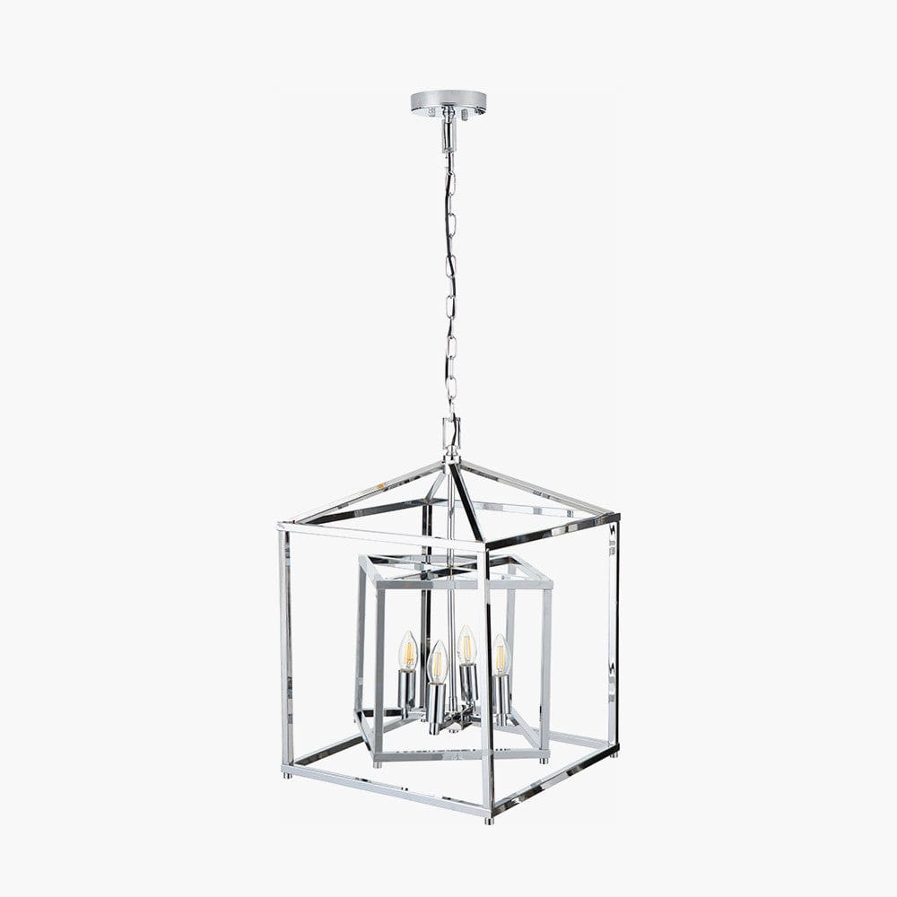 Pacific Lifestyle Lighting Anis Nickel Metal 4 Light Cube Pendant House of Isabella UK