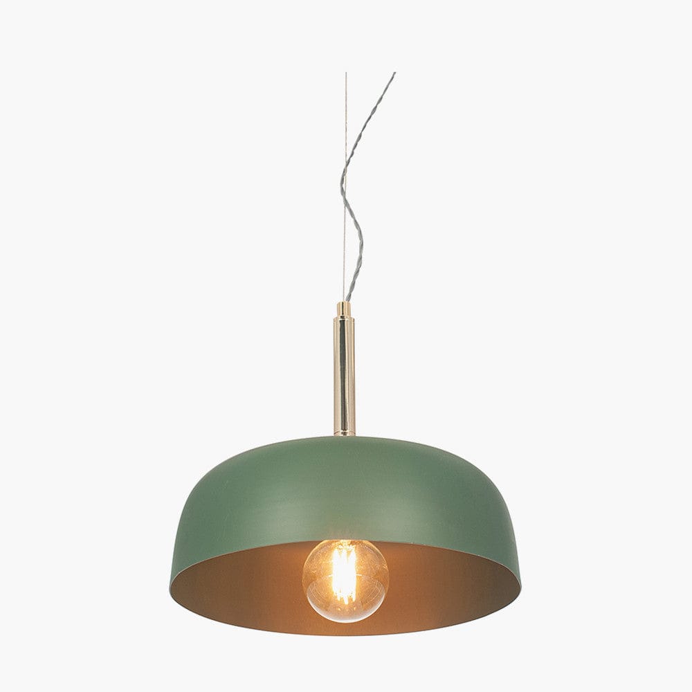 Pacific Lifestyle Lighting Anke Matt Bottle Green Domed Metal Pendant House of Isabella UK