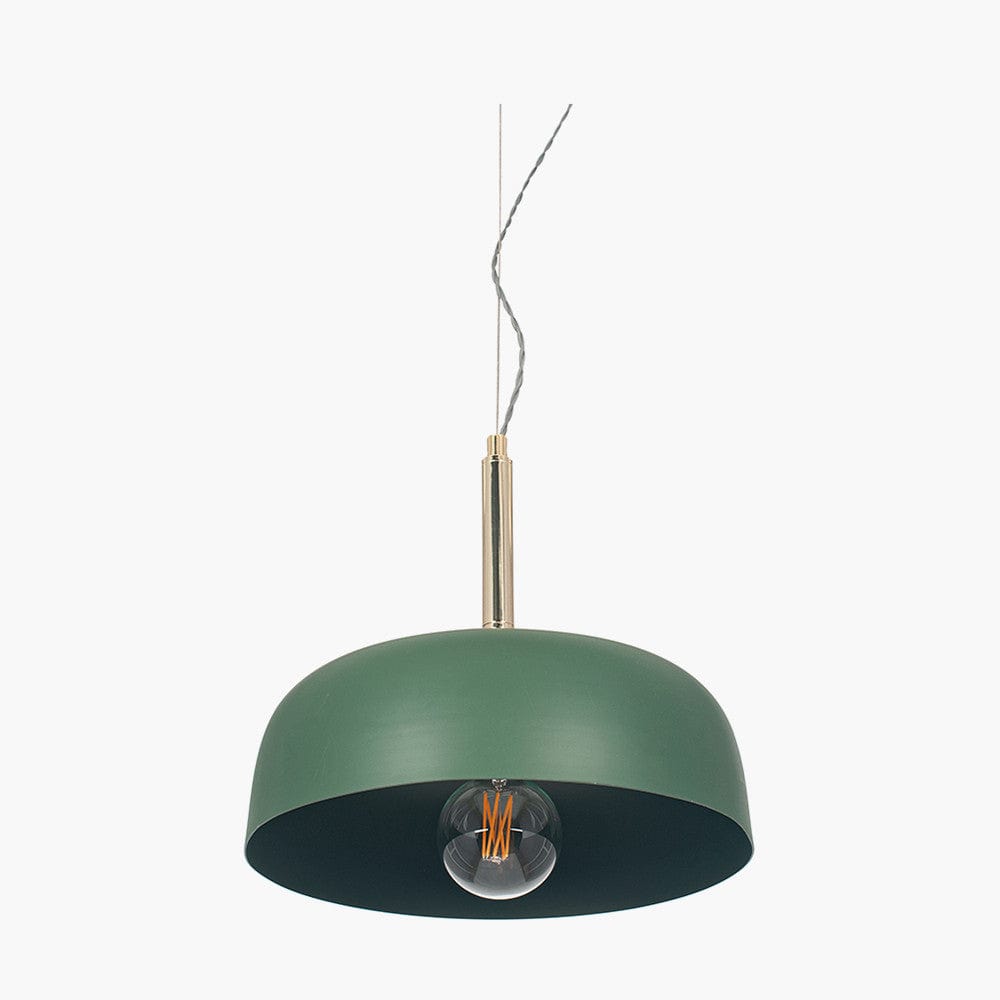 Pacific Lifestyle Lighting Anke Matt Bottle Green Domed Metal Pendant House of Isabella UK