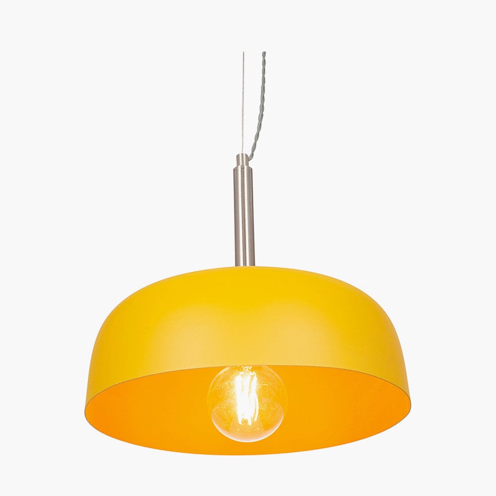 Anke Matt Mustard Domed Metal Pendant.
