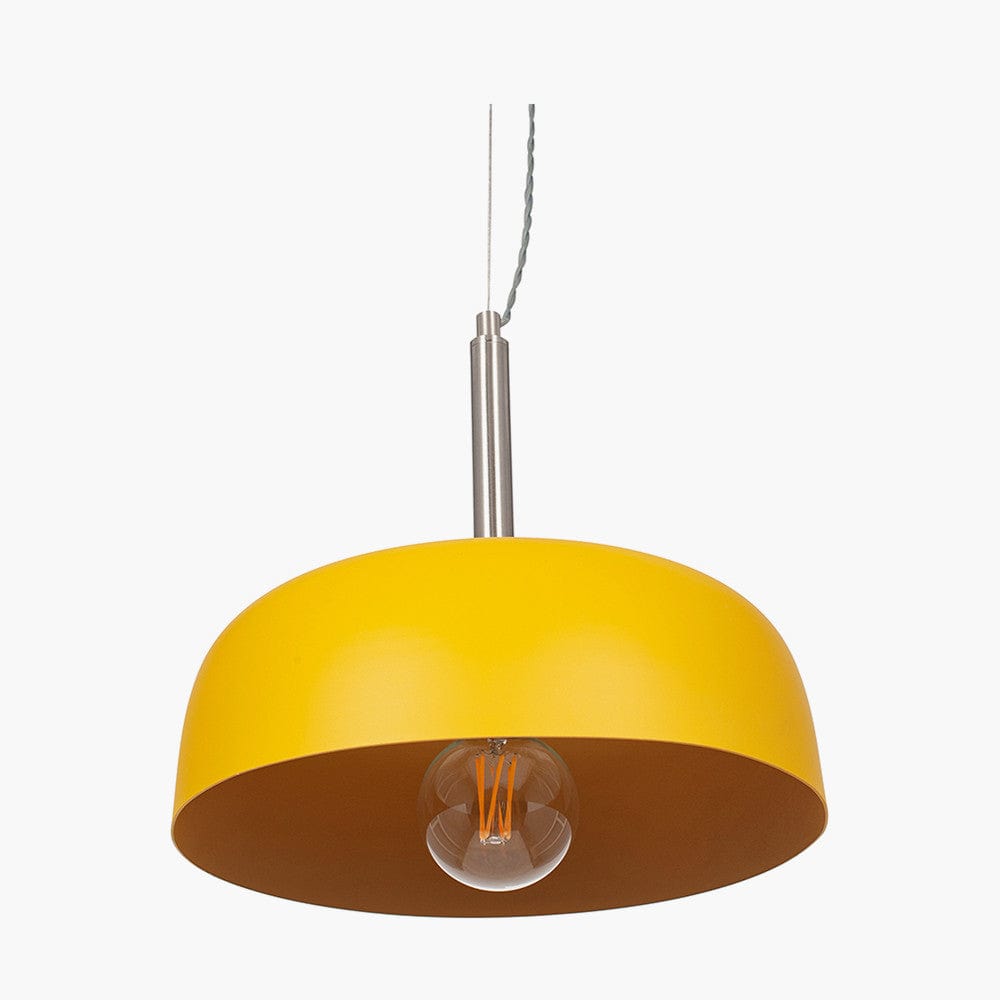 Anke Matt Mustard Domed Metal Pendant.
