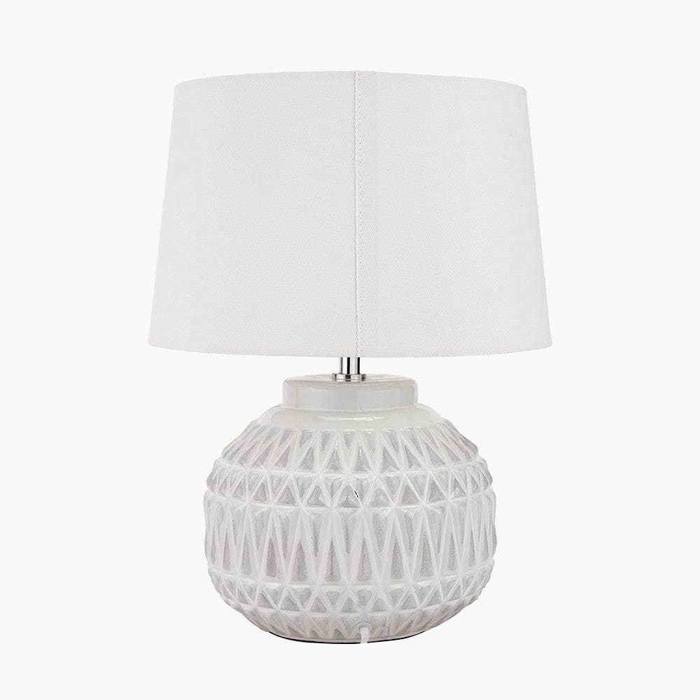 Anneli Warm White Aztec Texture Ceramic Table Lamp.