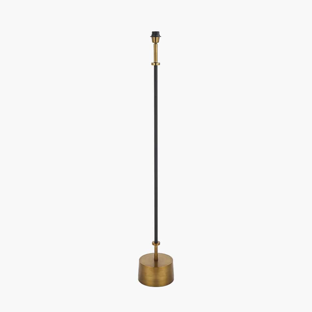 Antoine Black Croc and Antique Brass Metal Floor Lamp Base with Henry 40cm White Handloom Cylinder Lampshade.