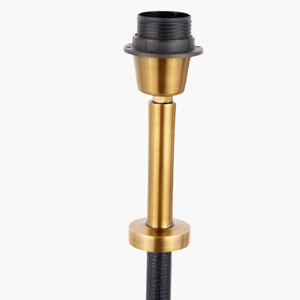 Antoine Black Croc and Antique Brass Metal Floor Lamp Base with Henry 40cm White Handloom Cylinder Lampshade.