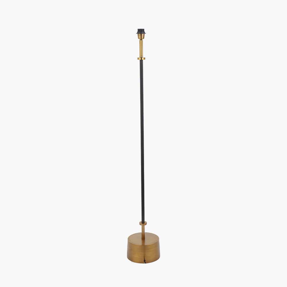 Antoine Black Croc and Antique Brass Metal Floor Lamp.