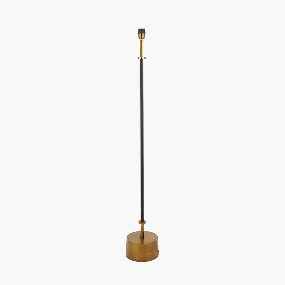 Antoine Black Croc and Antique Brass Metal Floor Lamp.