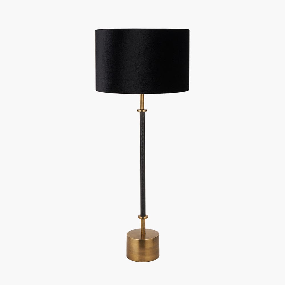Antoine Black Croc and Antique Brass Metal Table Lamp Base.