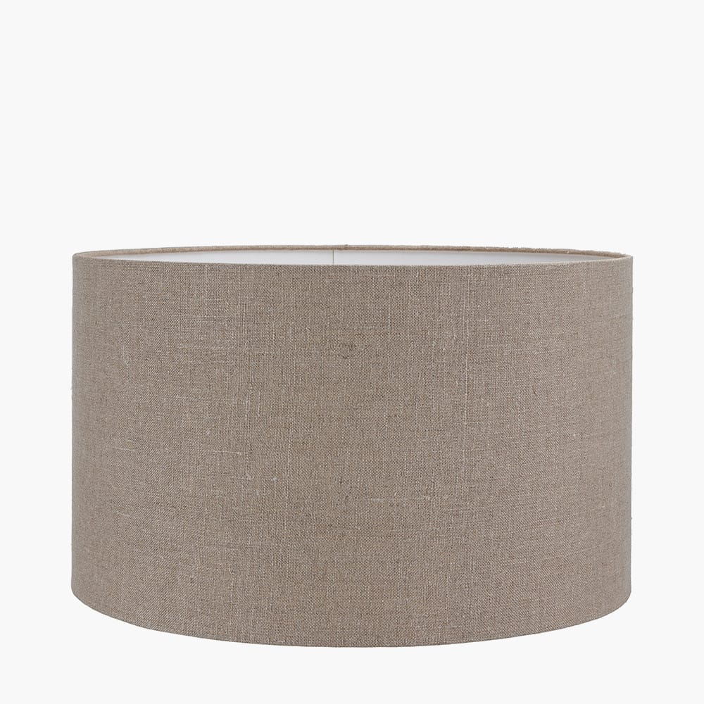 Pacific Lifestyle Lighting Antoine Black Croc and Antique Brass Metal Table Lamp Base with Edward 35cm Natural Linen Cylinder Lampshade House of Isabella UK