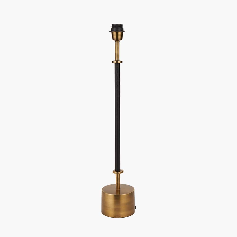 Pacific Lifestyle Lighting Antoine Black Croc and Antique Brass Metal Table Lamp Base with Edward 35cm Natural Linen Cylinder Lampshade House of Isabella UK