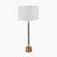 Pacific Lifestyle Lighting Antoine Black Croc and Antique Brass Metal Table Lamp Base with Lino 35cm White Self Lined Linen Cylinder Lampshade House of Isabella UK