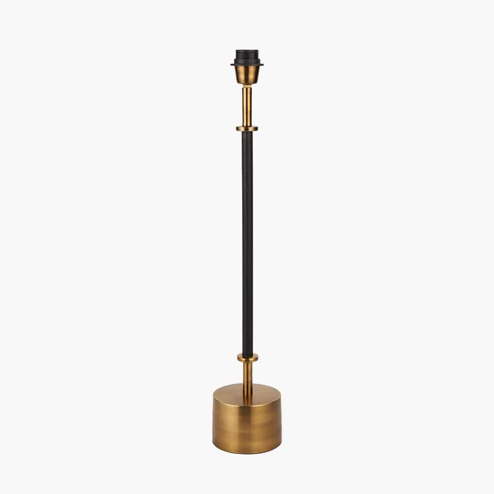 Pacific Lifestyle Lighting Antoine Black Croc and Antique Brass Metal Table Lamp Base with Lyndon 35cm Black Silk Mix Knife Pleat Tapered Lampshade House of Isabella UK