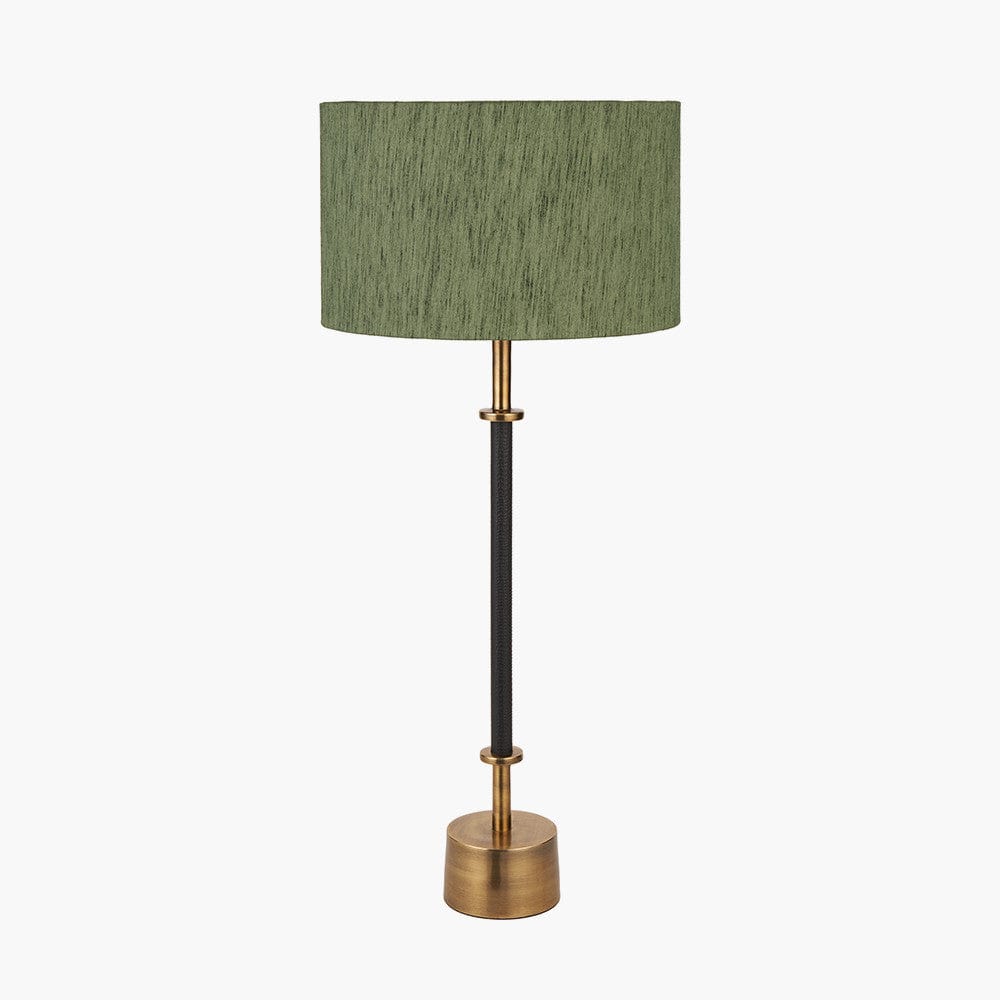 Antoine Black Croc and Antique Brass Tall Metal Table Lamp Base.