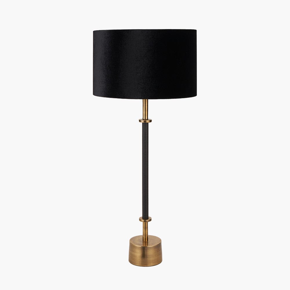 Antoine Black Croc and Antique Brass Tall Metal Table Lamp Base.