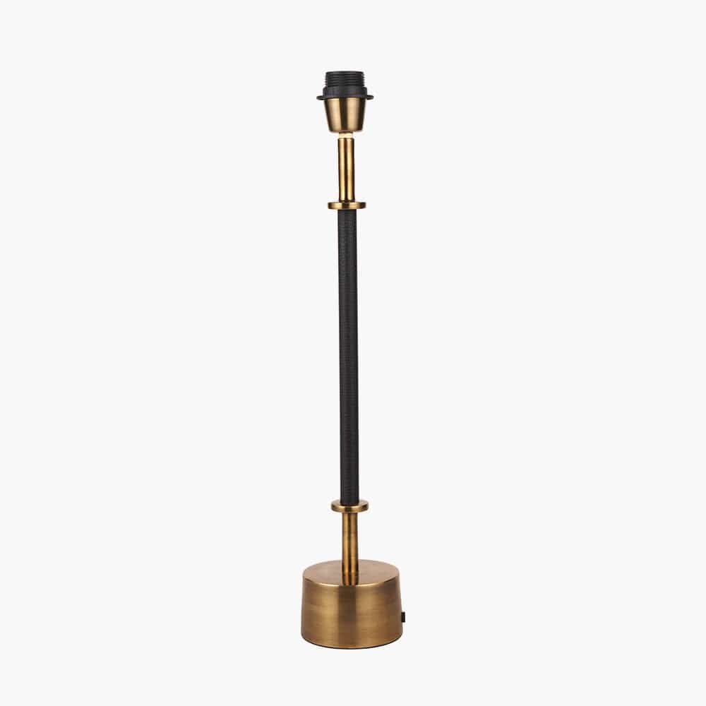 Pacific Lifestyle Lighting Antoine Black Croc and Antique Brass Tall Metal Table Lamp Base with Henry 35cm White Handloom Cylinder Lampshade House of Isabella UK