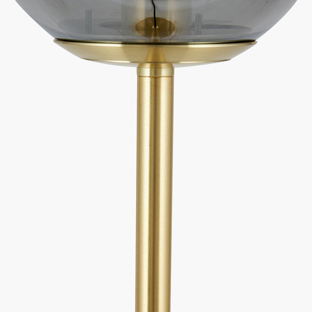 Arabella Smoked Glass Orb and Gold Metal Table Lamp.