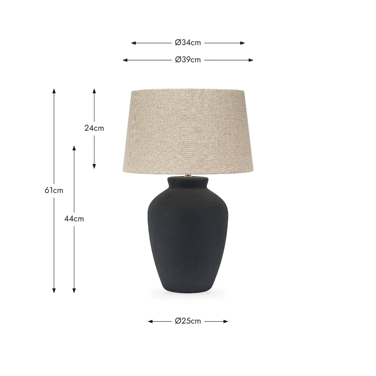 Pacific Lifestyle Lighting Areia Black Sand Textured Ceramic Table Lamp House of Isabella UK
