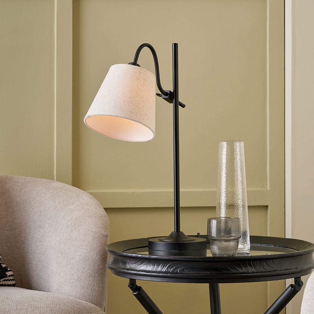 Pacific Lifestyle Lighting Ari Black Metal Curved Arm Table Lamp House of Isabella UK