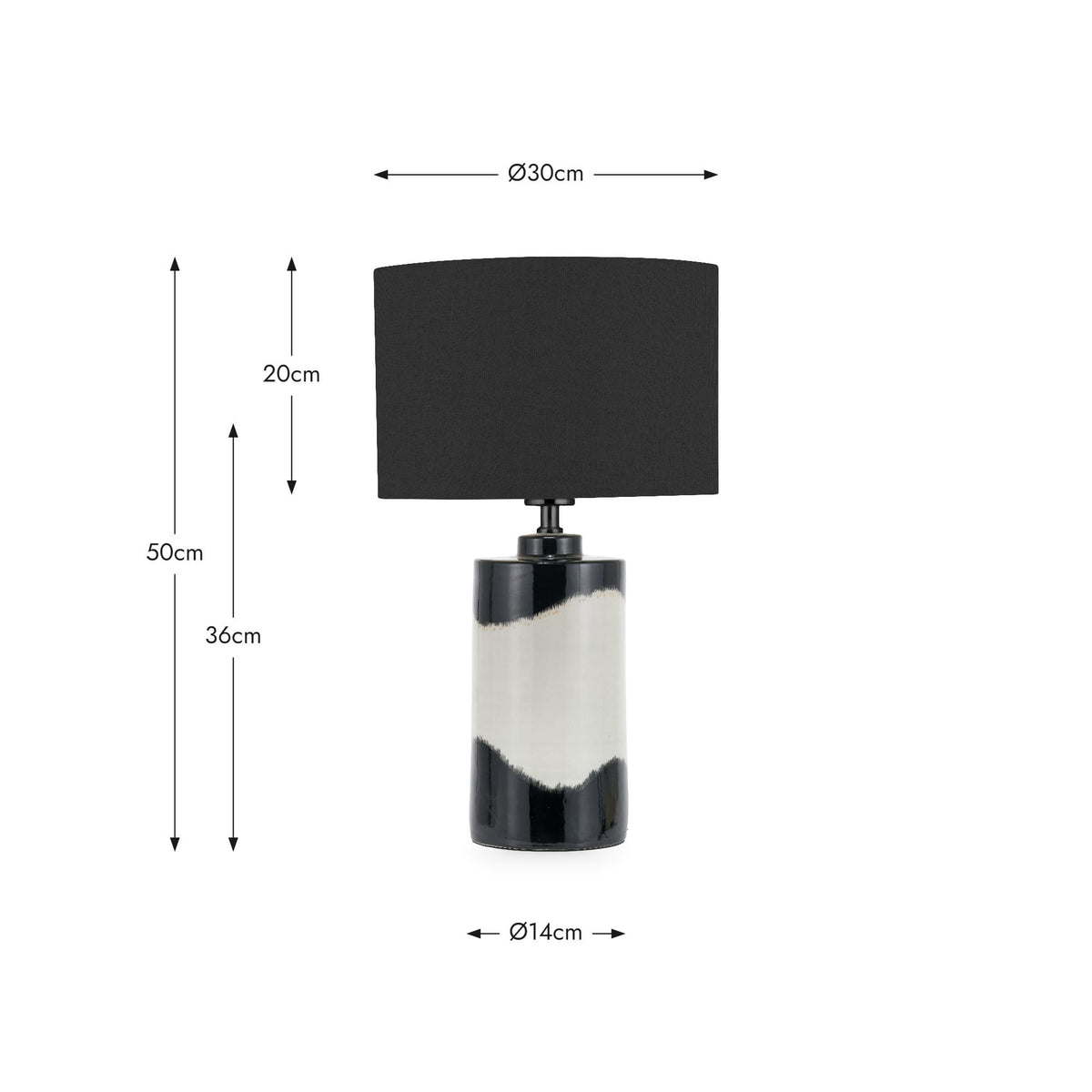Pacific Lifestyle Lighting Arlese Monochrome Abstract Ceramic Table Lamp House of Isabella UK
