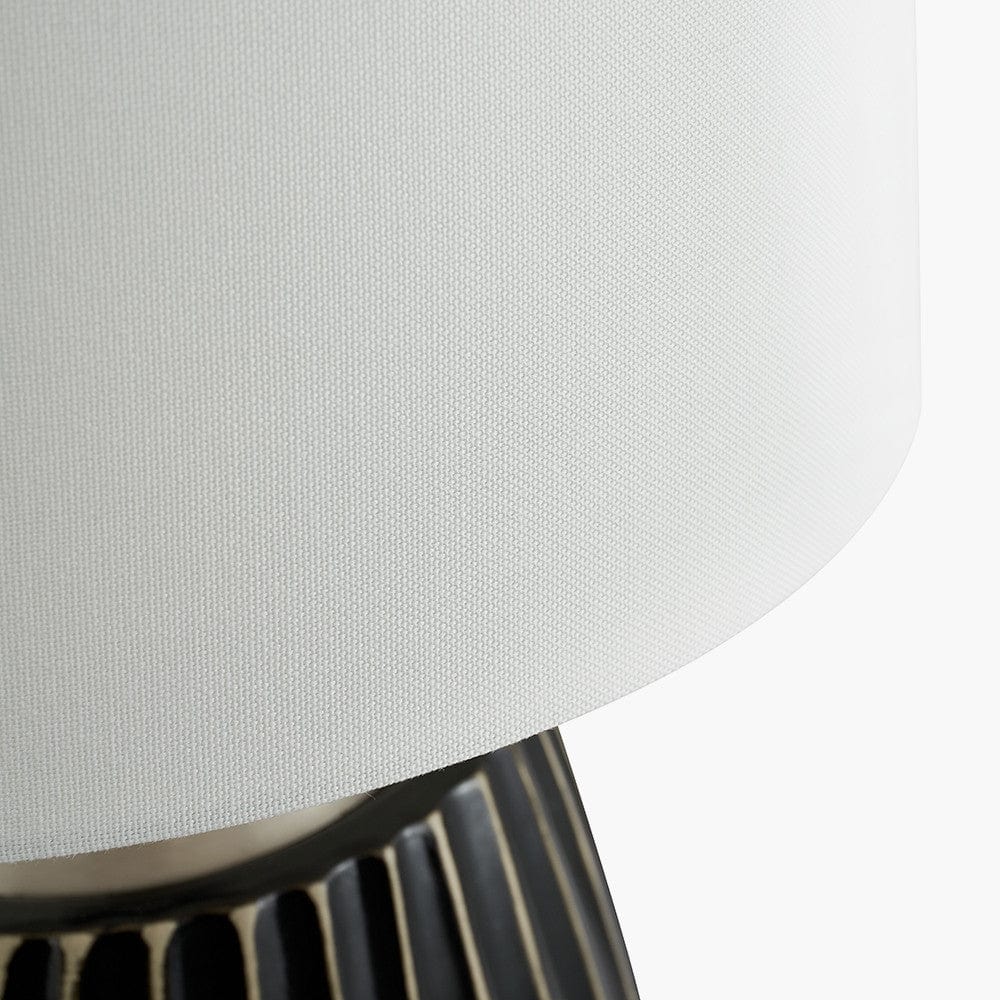 Artemis Grey Textured Ceramic & Brushed Silver Table Lamp.