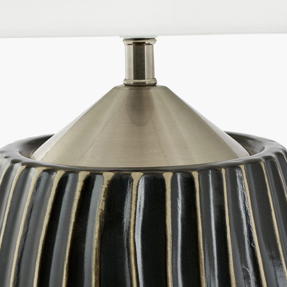 Pacific Lifestyle Lighting Artemis Grey Textured Ceramic & Brushed Silver Table Lamp House of Isabella UK