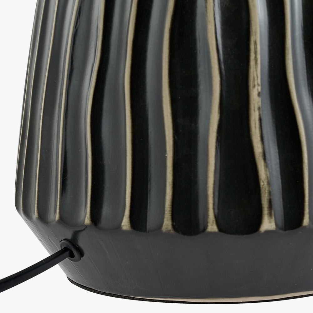 Artemis Grey Textured Ceramic & Brushed Silver Table Lamp.