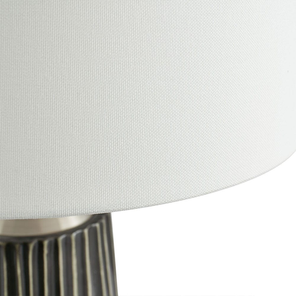 Artemis Grey Textured Ceramic & Brushed Silver Tall Table Lamp.