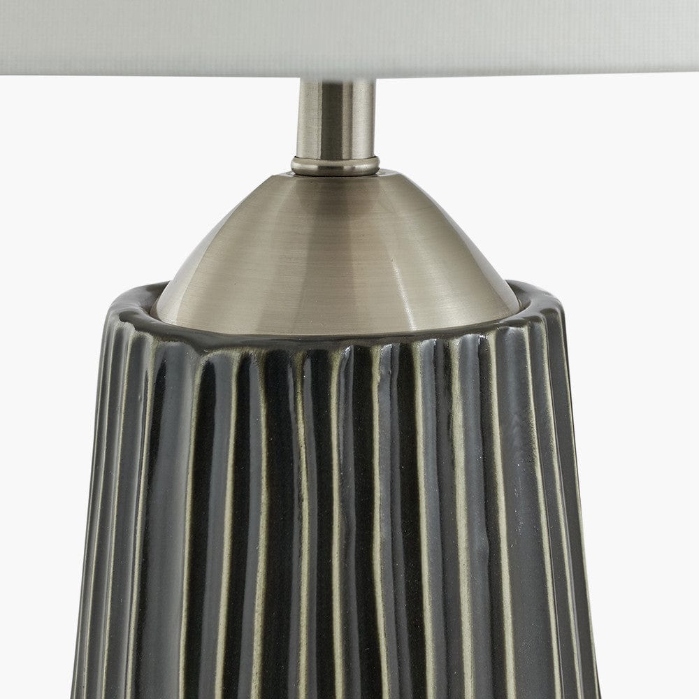 Artemis Grey Textured Ceramic & Brushed Silver Tall Table Lamp.