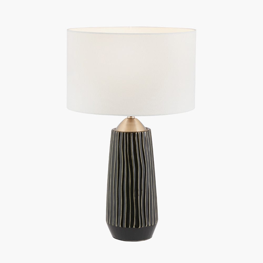 Pacific Lifestyle Lighting Artemis Grey Textured Ceramic & Brushed Silver Tall Table Lamp House of Isabella UK