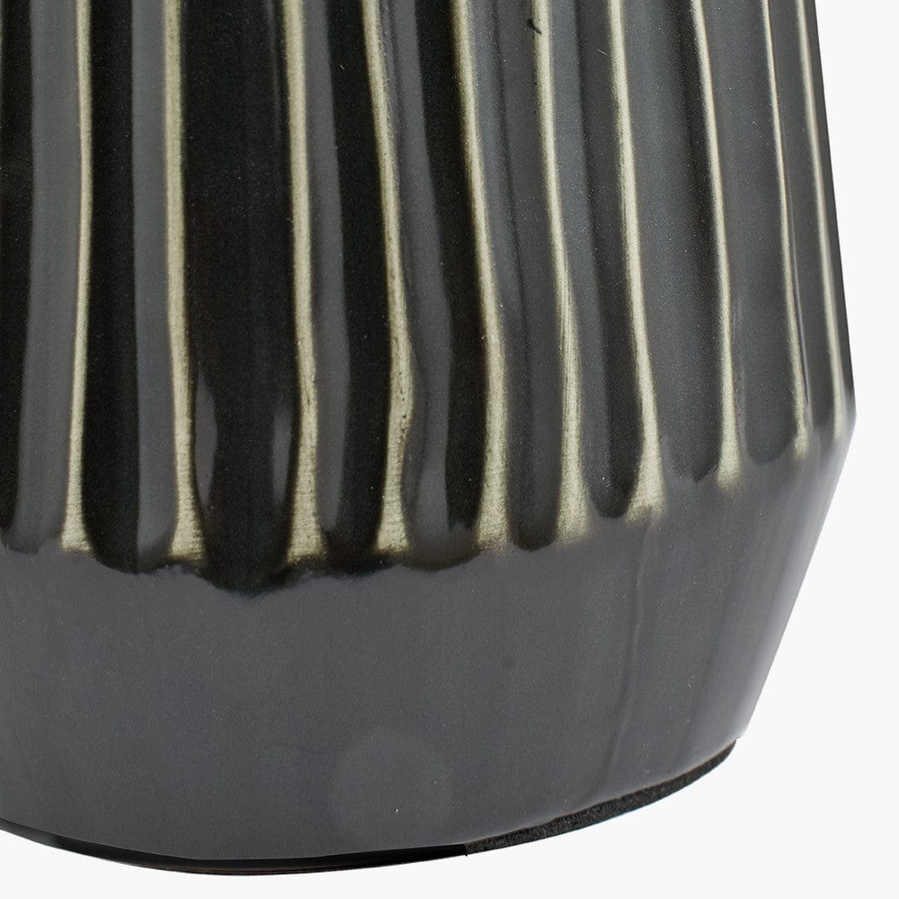 Artemis Grey Textured Ceramic & Brushed Silver Tall Table Lamp.