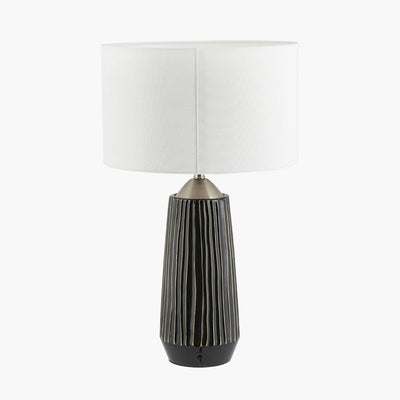 Pacific Lifestyle Lighting Artemis Grey Textured Ceramic & Brushed Silver Tall Table Lamp House of Isabella UK