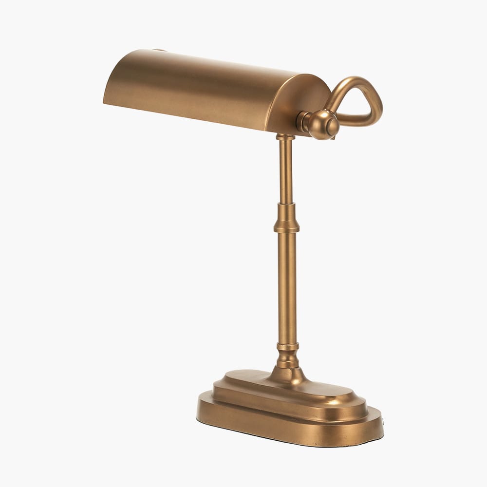 Pacific Lifestyle Lighting Ashford Antique Brass Metal Bankers Table Lamp House of Isabella UK