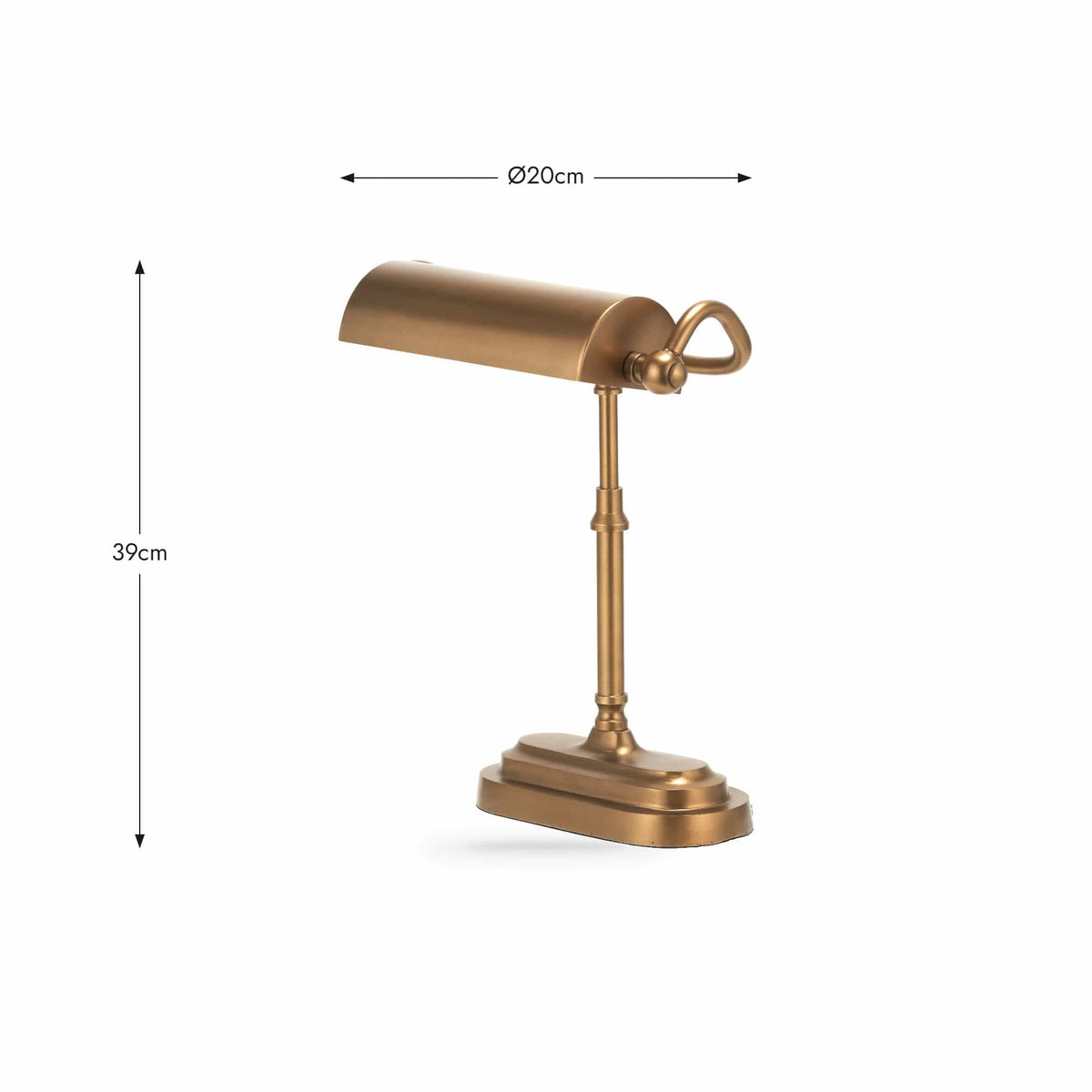 Pacific Lifestyle Lighting Ashford Antique Brass Metal Bankers Table Lamp House of Isabella UK