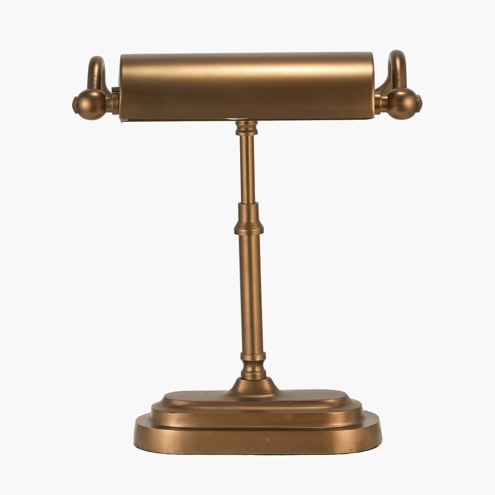 Pacific Lifestyle Lighting Ashford Antique Brass Metal Bankers Table Lamp House of Isabella UK