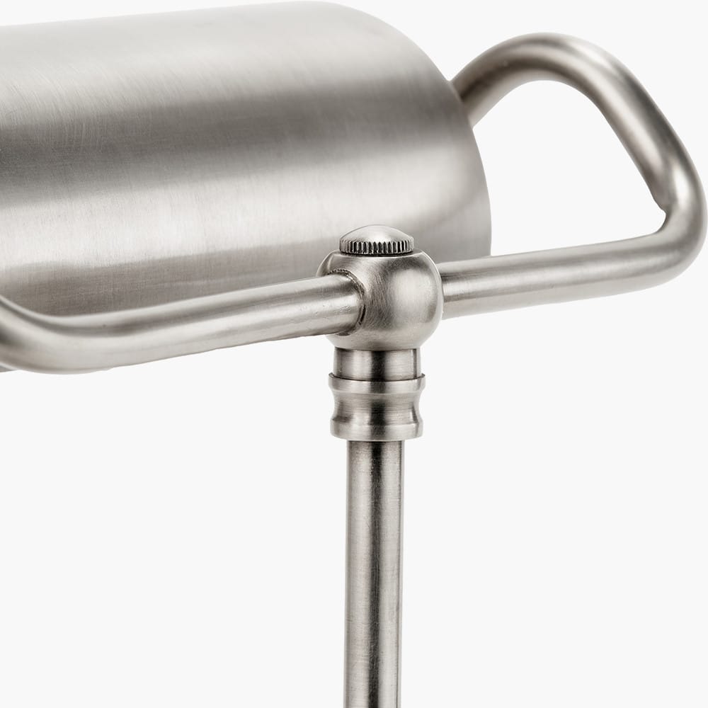 Pacific Lifestyle Lighting Ashford Antique Silver Metal Bankers Table Lamp House of Isabella UK