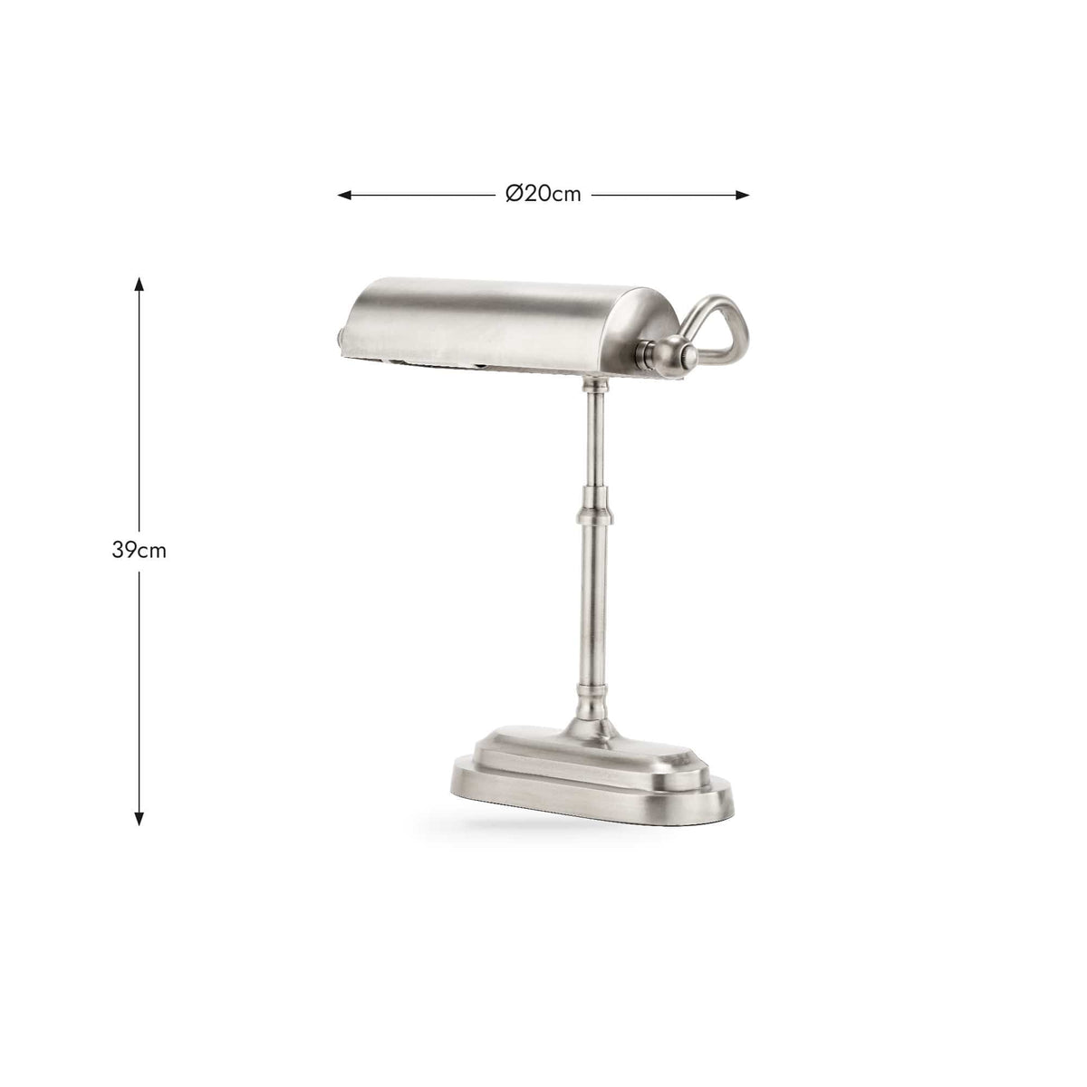 Pacific Lifestyle Lighting Ashford Antique Silver Metal Bankers Table Lamp House of Isabella UK