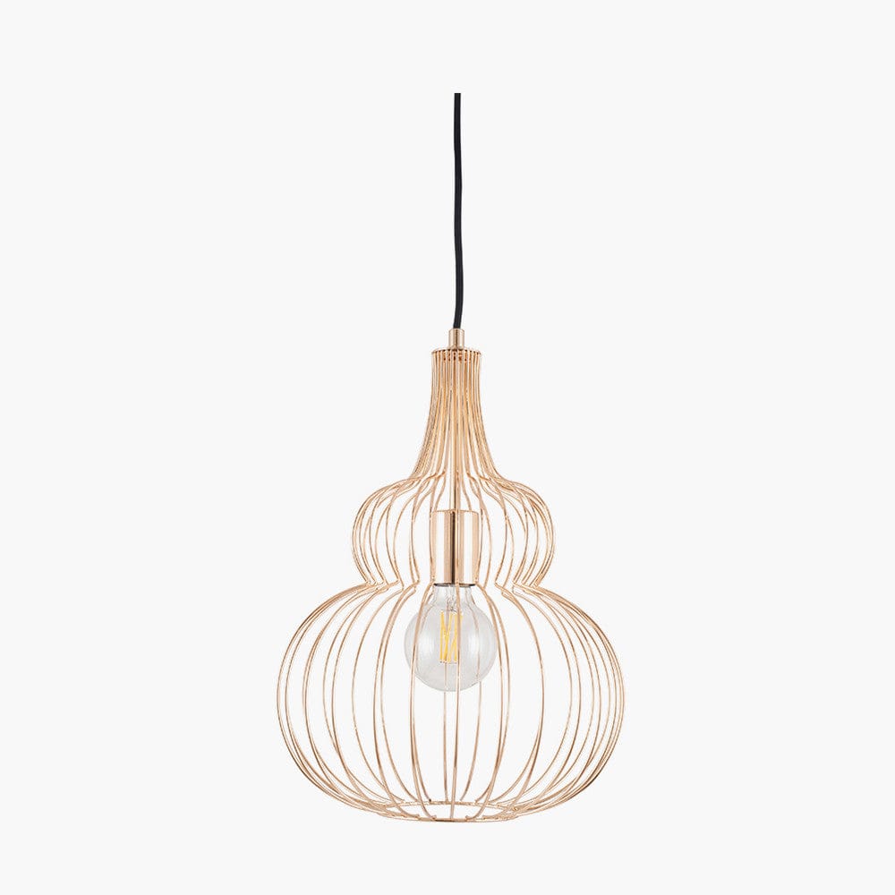 Pacific Lifestyle Lighting Asilah French Gold Metal Wire Shaped Pendant House of Isabella UK