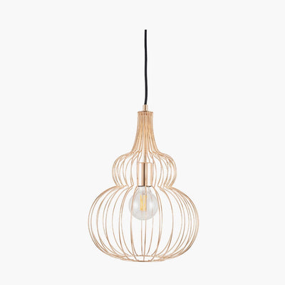 Pacific Lifestyle Lighting Asilah French Gold Metal Wire Shaped Pendant House of Isabella UK